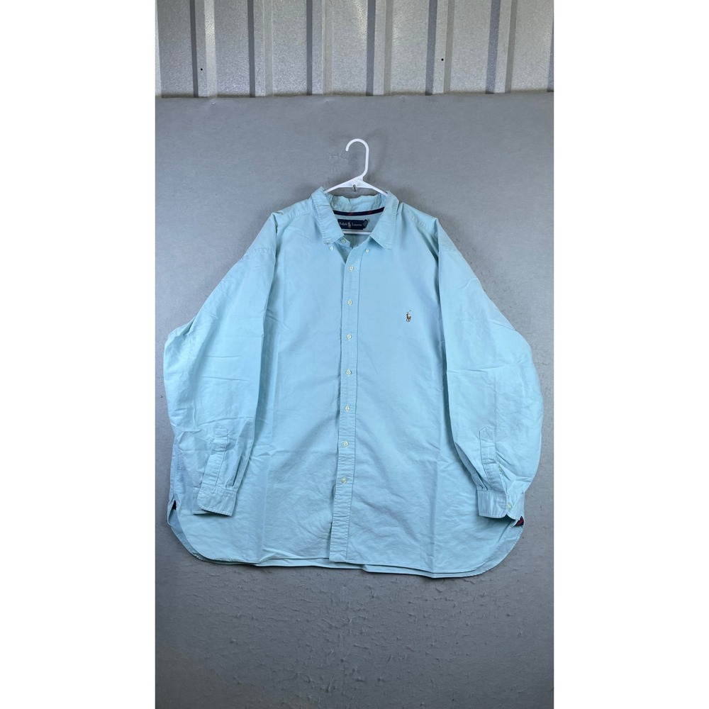 Ralph Lauren Button Down Shirt Mens 4XB Blue Good Oxford Classic Fit Long Sleeve